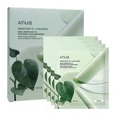 Anua Heartleaf 70 Soothing Collagen Mask este o mască tip hidrogel, creată pentru a calma pielea iritată și a-i reda confortul.