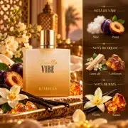 Notele olfactive Rayhaan Vanilla Vibe: mosc, pruna, lemn alb, labdanum, vanilie, ambra