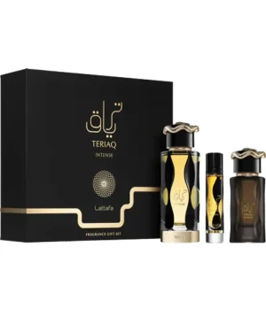Set Cadou Lattafa Teriaq Intense – Eau de Parfum 100 ml + 12 ml + Hair Mist 50 ml