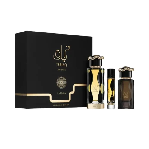 Set Cadou Lattafa Teriaq Intense – Eau de Parfum 100 ml + 12 ml + Hair Mist 50 ml